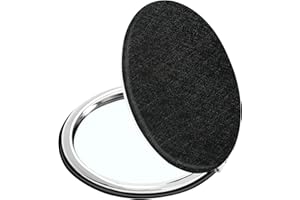 YTZJ DIRECT Elegant Compact Vanity Makeup Mirror for Men Women Girls, Black Round Travel Cosmetic Mirrors for Pocket Purse Wallet Handbag, Portable 1X/2X Magnifying Handheld Beauty Mirror Double-Sided