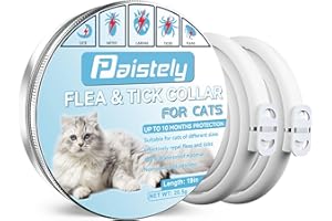 PAISTELY Collare Antiparassitario Per Gatti, Collare Antipulci Gatto Sicuro ed Efficace Realizzato Con Oli Essenziali Naturali, Collare Anti Pulci e Zecche Gatti Di Piccola Taglia, Medio e Grande (19ic-2pack)