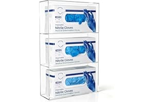 KOEMEHR Glove Box Holder Wall Mounted Acrylic Triple Gloves Dispenser for Medical, Vinyl, Latex, Nitrile, Exam, Disposable Glove, Plastic Bags Holder Tissues Box Cover, Transparent