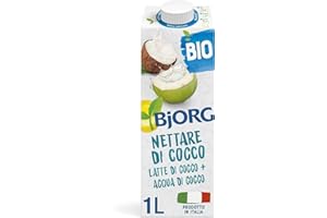BJORG Bevanda Nettare di Cocco Biologica, Acqua di Cocco e Latte di Cocco, Bevanda Vegetale Senza Zuccheri Aggiunti, Senza Glutine, Vegan, Prodotto in Italia, 1L