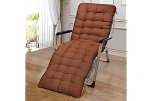 Misvayli Sun Lounger Cushion, Thick Garden Recliner Relaxer Chair Cushion Replacement Bench Seat Cushion Pads, Cushion Pads with Backrest for Holiday Indoor Outdoor Travel (175x48x8cm)(Brown)