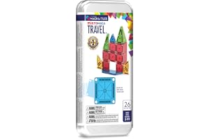 MAGNA-TILES MicroMAGS 26 delar magnetisk resebyggsats – levande färger, det ursprungliga magnetiska byggmärket