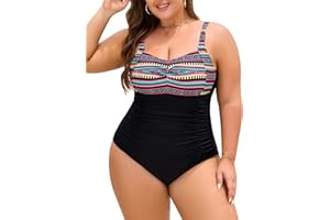 Nadeer Bañador Mujer Talla Grande Reductores Traje de Baño de Una Pieza Push Up Sexy Cuello en V Swimwear Swimsuit para Natacion Playa L-4XL