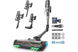 Proscenic P20 Aspiradora sin Cable 70kPa/680W/70Mins, Autoportante con Barra Plegable, Limpia Bajo Muebles sin Agacharte, Aspiradora con Cepillo Anti-Enredo para Pelo de Mascotas/Suelos/Alfombras