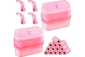 AXNSATRE Lot de 2 poubelles de voiture pour porte latérale, avec 180 petits sacs poubelle et 4 crochets de voiture Rose