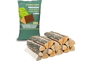 GREEN HAVEN 10KG Kiln Dried Firewood for Log Burners - Ready to Burn Kiln Dried Hardwood Logs for Wood Burners | Natural Firelighter Sticks for Pizza Oven and BBQ | Logs for Fireplace | 100% Recycled