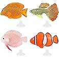 Jubaopen 4Pcs Artificial Plastic Tropical Fish Floating Fishes Tiny Fake Fish Lifelike Fish for Aquarium Fish Tank Ornaments Decoration (4 Sizes, 4Colors)