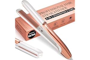 Lily England Hair Straighteners for Women - 2-in-1 Ceramic Flat Iron & Curler, Rose Gold Straightener with Adjustable Temp 100-230°C, Fast Heat-Up, Dual Voltage Technology - for Sleek & Shiny Finish