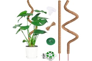 RYHX 115CM Bastoni per Piante,Palo del Muschio per la Pianta,Pali Piegabili della Fibra di Cocco Bastone del Muschio della Pianta,Porta Piante Rampicanti per Piante da Interno（2×115CM）