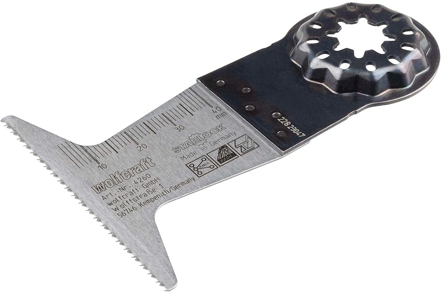 wolfcraft BIM Pushcut Saw Blade “Expert”, STARLOCK receptacle, wood, non-ferrous metals, gypsum plasterboards I 4260000 I For cutting to length, plunge cuts and rip cuts