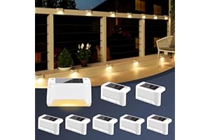 GIGALUMI 12 sztuk Zewnętrzne światło słoneczne na schody, zewnętrzne światła słoneczne Led do ogrodu, wodoodporne zewnętrzne światła słoneczne na schody, ogrodzenie, taras, patio, ścieżkę (biały,