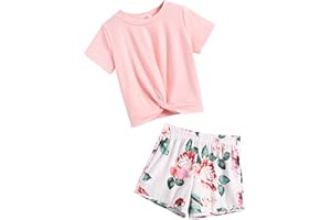 Arshiner Ragazze Set di Abbigliamento Casual Maglietta con pantaloncini Moda Sportiva Estiva Completi e Coordinati per Bambine e Ragazze