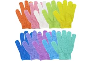 FISHSHOP Guanti Esfolianti,10 Pezzi Guanti Da Bagno Esfolianti Guanto Esfoliante Corpo,Per Doccia, Spa, Massaggi e Rimozione Delle Cellule Morte(10 Colori)