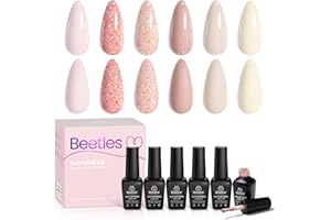 ‎BEETLES GEL POLISH Beetles UV Nagellack Set - 6 Farben Glitzer Gel Nagel Set Nude Jelly Transparentes Nagellampe Gel Polish Nageldesigns LED Maniküre Set für Frauen Anfänger Nail Art