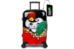 TOKYOTO - Valigia Da Cabina Divertente Per Bambini Ragazzi Adolescenti Fans Dei Cartoni Animati flamenco spagnolo Bagaglio Mano USB 55x40x20 cm Trolley 55x35x20 Valigia Rigida 10 Kg Flamenca