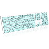 cimetech 2.4GHz Wireless Keyboard with Number Pad Full Size Design for Laptop Desktop PC Tablet, Windows iOS Android - White