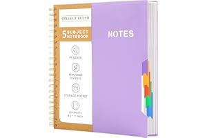 CAGIE A4 Notizbuch mit Register Liniert Spiralbindung 240 Blatt (120 Seiten) Klein Spirale Notizblock Block mit Register für Arbeit Office Schule College Essentials, Lila, 24.5x 28.5 cm