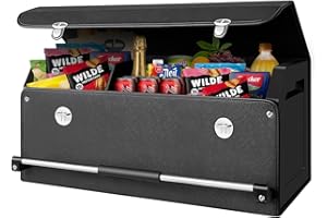 awoawo Kofferraum Organizer, Kofferraumtasche,Zusammenklappbarer Auto Organizer Kofferraum mit Fächern,Klappbarer Deckel und stabilem Handgriff,Rutschfester Boden