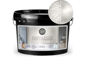 My COLOR Room Metallic Wandfarbe (Silber - 2500 ml) Effekt- Kreativfarbe für Wandgestaltung mit Metallic-Optik für Innenbereich, Dekorationsfarbe Made in Germany