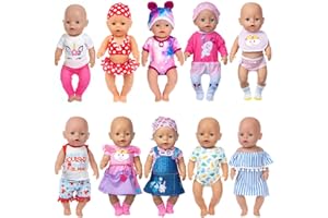 ebuddy 10 Sets Doll Clothes Accessories for 43cm / 17inch Baby Dolls Include Jeans Dress Outfit Bikini Rompers (No Doll)