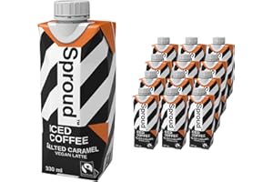 Sproud - Fairtrade Salted Caramel Iced Coffee and plant-based milk, low sugar, low carb, high protein made with pea protein (Salted Caramel) (12 x 330ml)