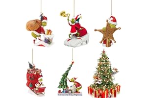 HGSHUO Grinch Decoraciones de Navidad Adorno Colgante de Grinch Adornos de Navidad para Colgar para Árbol de Navidad Fiestas de Vacaciones Regalo
