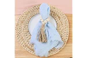 Dloapesy Cheesecloth Napkins, Set of 6, Weddings Decorative Napkins, Dinner Parties, Everyday use, Hand Dyed 100% Cotton Napkins(42cm*42cm) (Baby Blue)