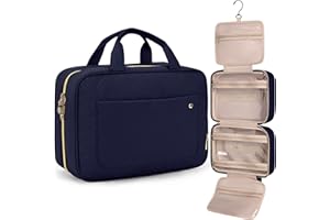 BAGSMART Trousse de Toilette Femme Voyage,avec Crochets à Suspendre,Imperméable Trousse de Maquillage pour Valise,Sacs de Voyage,Accessoires de Voyage Bleu,Moyen