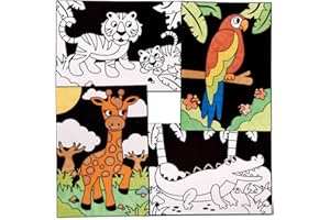 Baker Ross FC906 Imagenes de Animales de la Selva de Terciopelo para Colorear - Juego de 10, Actividades Manuales para Niños