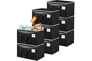 Withosent 100L Grande Bolsa de Almacenamiento, 8 Piezas Impermeable Bolsas de Mudanza con Cremallera y Asa, Bolsas para Guardar Ropa Edredones, Alternativa a las Cajas de Mudanza, Negro