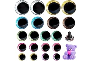 CKDSA 20 ojos brillantes para ganchillo, 12 – 20 mm, ojos de seguridad grandes con arandelas, plástico cromado, ojos redondos para manualidades, muñecas, peluches, peluches, manualidades