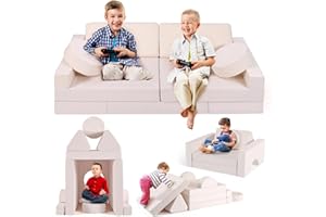 MINENICE Kindersofa,14-teilige Schaumbaublock Kinder Spielen Sofa, modulares Kindersofa, lustiges klappendes Kinder-Sofa-Bett, für Jungen und Mädchenentwicklungsintelligenz (Beige-14)
