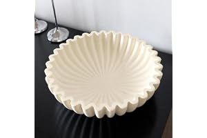 BEYLAB Handgjord Betong Ruffle Skål, Elegant Dekorativ Skål med Vågig Kant, Wabi-Sabi Fruktskål och Nyckelhållare för Hall, Modern Bordsdekoration