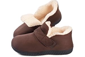 Zizor Men's Cozy Adjustable House Slipper with Memory Foam, Indoor Outdoor Toasty Fleece Shoes with Hard Sole