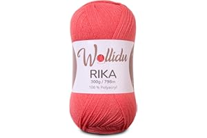 ‎WOLLIDU Wollidu Rika Garn zum Häkeln und Stricken 300g / 798m Strickgarn 100% Polyacryl Häkelgarn Lachs