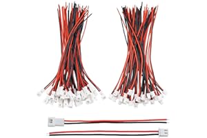 HUAZIZ 30 Paires 1.25 mm Connecteur Jst 2 Broches Mâle Et Femelle Connecteur Plug,JST XH Connecteur avec Câble Fil 80 mm