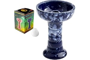 HIBRON Braciere per narghilè ceramica tipo Phunnel, compatibile con Provost, Kaloud e altri gestori di calore, accessorio necessario per inserire la melassa per preparare il tuo Hookah - Blu