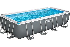 Bestway Power Steel Frame Pool Komplett-Set mit Filterpumpe 549 x 274 x 122 cm, grau, eckig