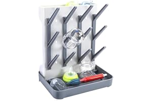 NUWIQ Babyflaschen Trockenständer, Flaschenständer Baby, Vertical Baby Bottle Drying Rack, Trockenständer Babyflaschen, zum Trocknen von Babyflaschensaugern,Bechern und Zubehör, Grau