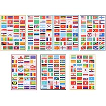 7er Set Gesichtsaufkleber Mit Flaggen – 29 Sticker, Für Scrapbooking, Reisetagebücher & Mehr