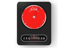 VBGK Glaskeramikkochfeld, 220V 2000W Elektrische Kochplatte mit LED-Touch-Steuerung, 10 Leistungsstufen, Timer, Sicherheitsschloss, Tragbares Kochfeld, Cerankochfeld 1 Platte