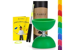 Diabolo Freizeitsport Jonglier-Set Basic (grün) - Diabolo mit Aluminium-Handsticks, Ersatzschnur, Anleitung. Perfekt für Kinder, Einsteiger & Anfänger