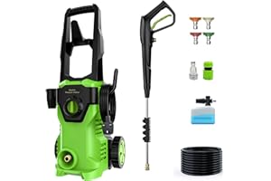 PATOOLIO Pressure Washers, 450L/H Max 160Bar Electric Power Washer with Foam Cannon 48FT Total Long High Pressure Washer for Cars, Fences, Patios, Decks, Patios and Driveway Powerwasher
