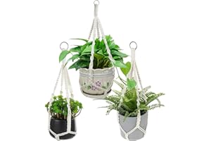 ZYEKIU 3 Piezas Macetero Colgante Macetas, Colgantes Maceteros Decorativos Interior Soporte Macetas Interior, para Colgar para Decoración de Interiores Exteriores Jardín