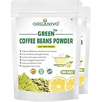 Organivo Natural Green Coffee Beans Powder for Weight Loss with Lime Flavour | Burn Fat Faster, Powerful Antioxidant & Natural Weight Management Supplement | Net Weight 400 gms