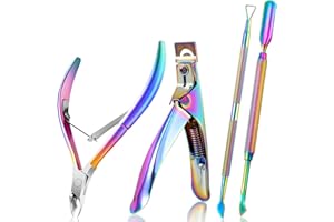 BFYLIN 4 stück Hautscheren Nagelknipser Falsche Nagelspitzen Scherer Nagelhaut Trimmer Zange mit Nagelhaut Schieber Nagelhaut Entferner, Edelstahl Nagel Maniküre Set (4 stück/Set Bunt)