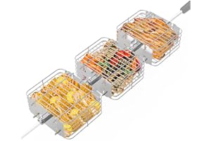 Onlyfire 3 Panier à Barbecue Rotatif en Acier Inoxydable, Griller Panier pour Rotisserie, Légumes, Poulet, Poisson, Paniers de Cuisson pour BBQ Grill Barbecue à Gaz, Paniers de Cuisson pour Barbecue