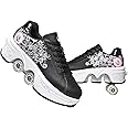 Double-Row Deform Wheel Automatic Walking Shoes Invisible Deformation Roller Skate 2 in 1 Removable Pulley Skates Skating Parkour
