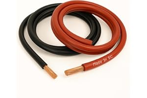Set of Red & Black Flexible PVC Cable Wire 110A Amp 16mm2 Battery/Starter/Welding by MKGT® (Red + Black Set, 2 Metres)