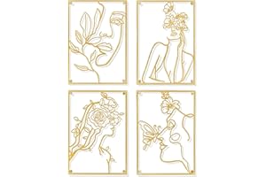 Walasis Wanddeko Wohnzimmer Metall Gold - Wand Deko Wandskulpturen 4er set Metallbild Modern Metallbilder wandschmuck